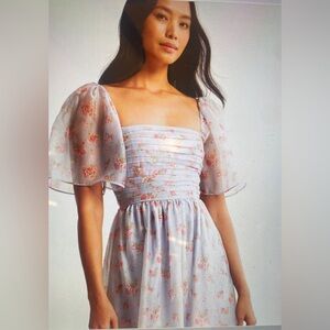 Purple floral angel sleeve A&F Emerson dress